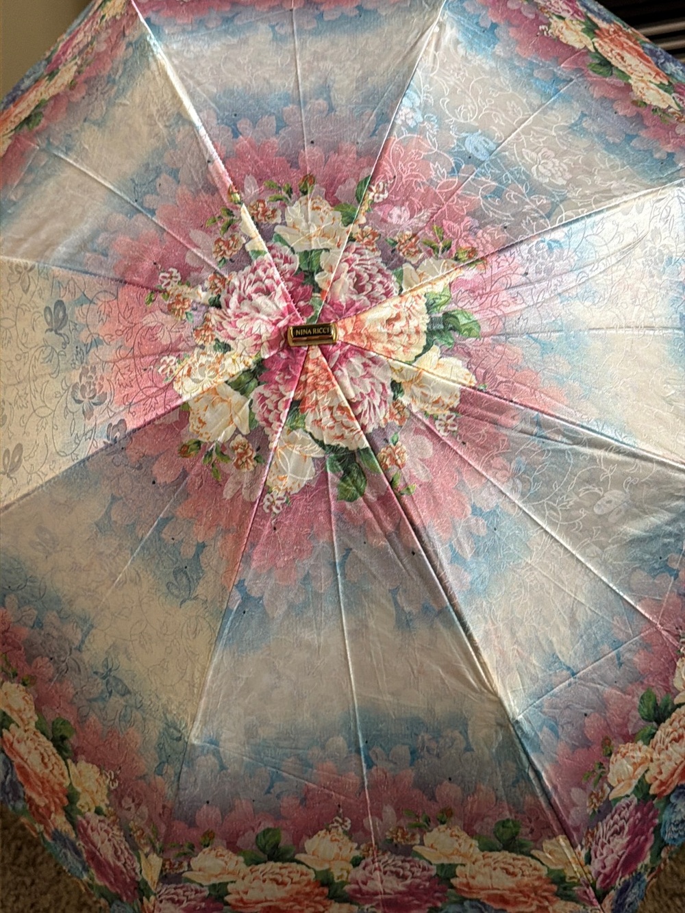 Nina Ricci Floral Pink Blue Green Umbrella - Picture 13 of 13